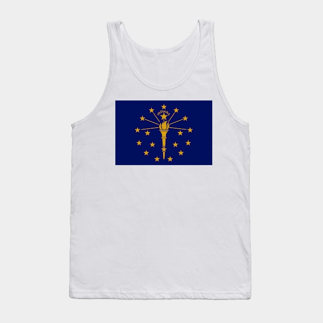 Gold and Blue Stars and Torch on Flag of Indiana Tank Top by pdpress